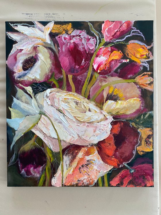 Floral romantic dream original painting on canvas