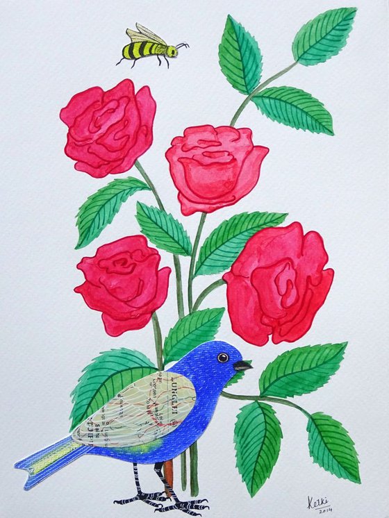 Rose and Blue bird