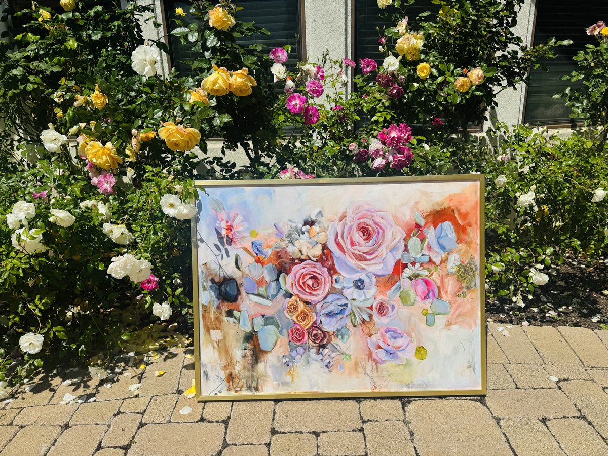 Abstract Oil Painting By Tatyana Bolivar, 42 X 32", - Floral Frequency - ?, Original Artwork