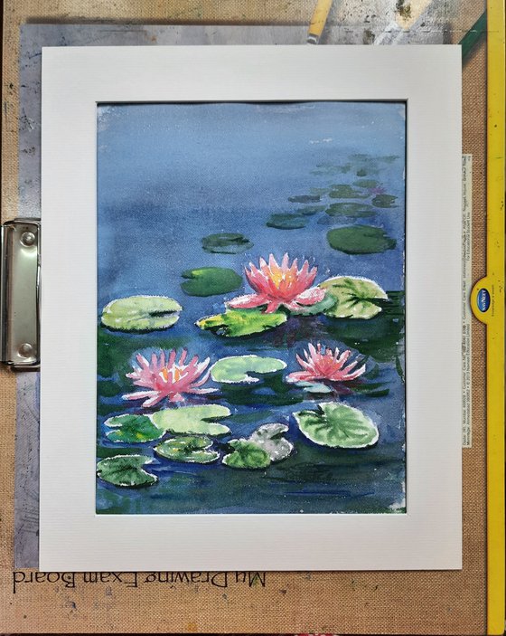 Water Lilies Pond SL 23 - Lily Pond Watercolor on paper 11.2"x 8.2"
