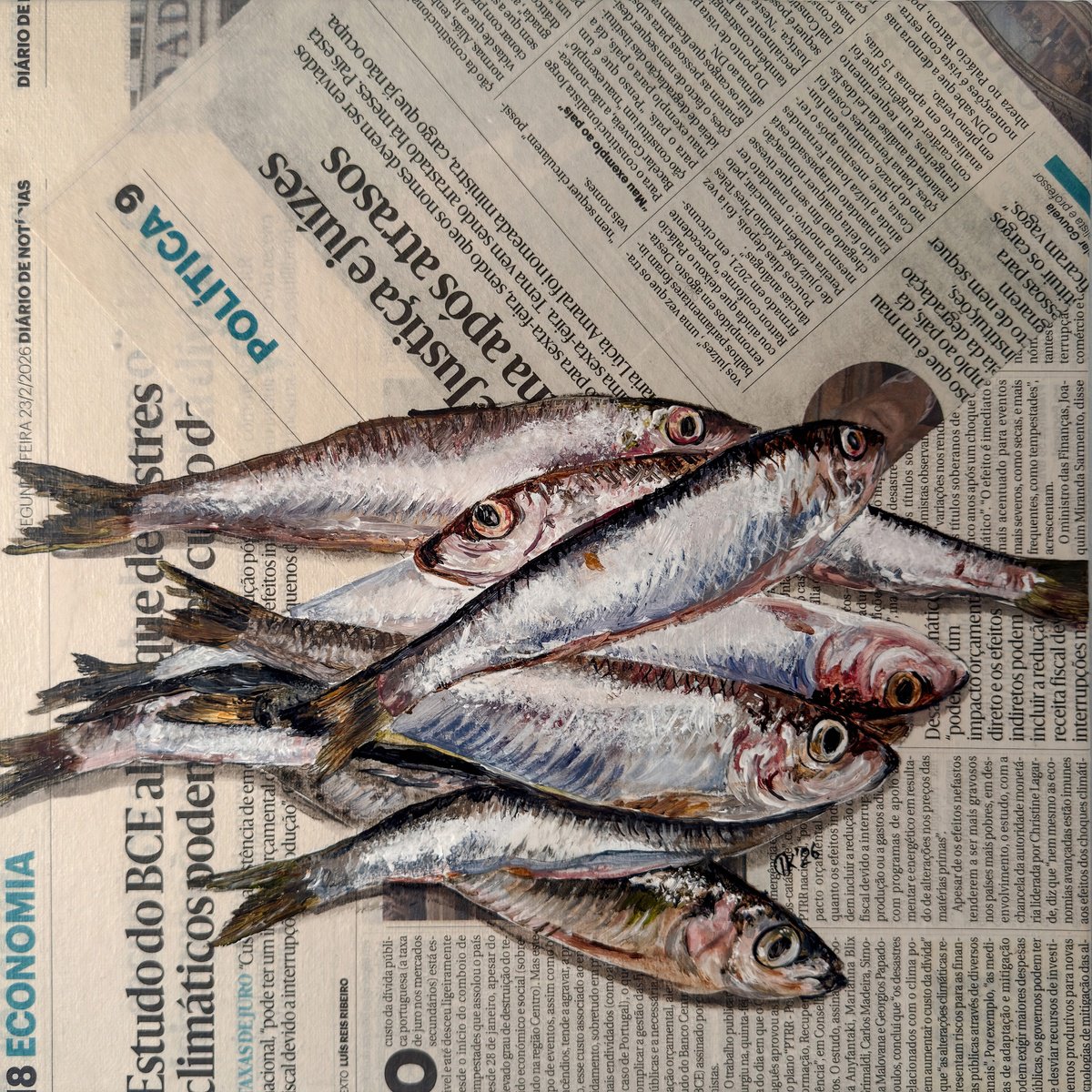 The Sardine Dispatch By Irina Kurganskaya, 12 X 12, Artwork For Sale On Artfinder