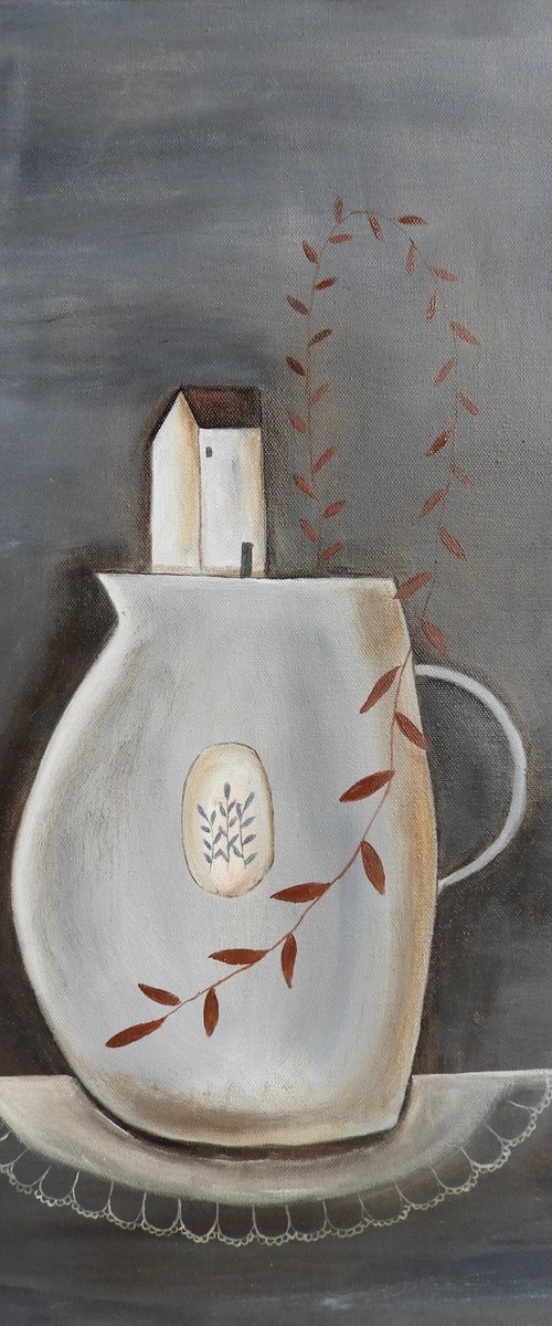 The plants vase with house by Silvia Beneforti