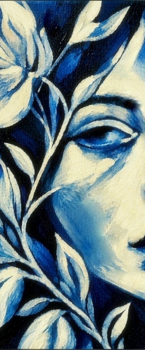 "Nocturne" - Blue Woman Portrait by Helena Wierzbicki