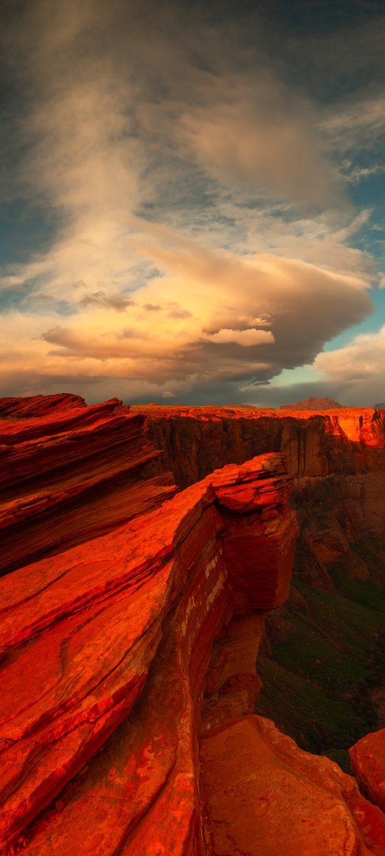 Photorealistic Landscape Photograph By Nick Psomiadis, 24 X 51", Across The Edge, Original Artwork