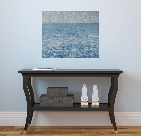 BLUE MAJESTY. PALETTE KNIFE SEASCAPE IN BLUE.