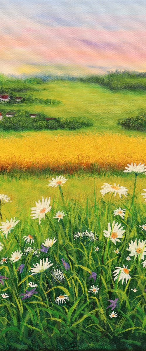 Daisy meadow landscape by Ludmilla Ukrow