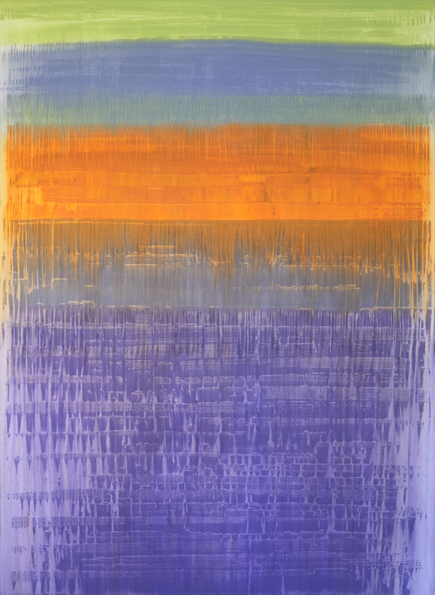 Geometric Abstract Acrylic Painting By Simon Findlay, 75 X 102", Asleep Not Yet Awake /, Original Artwork