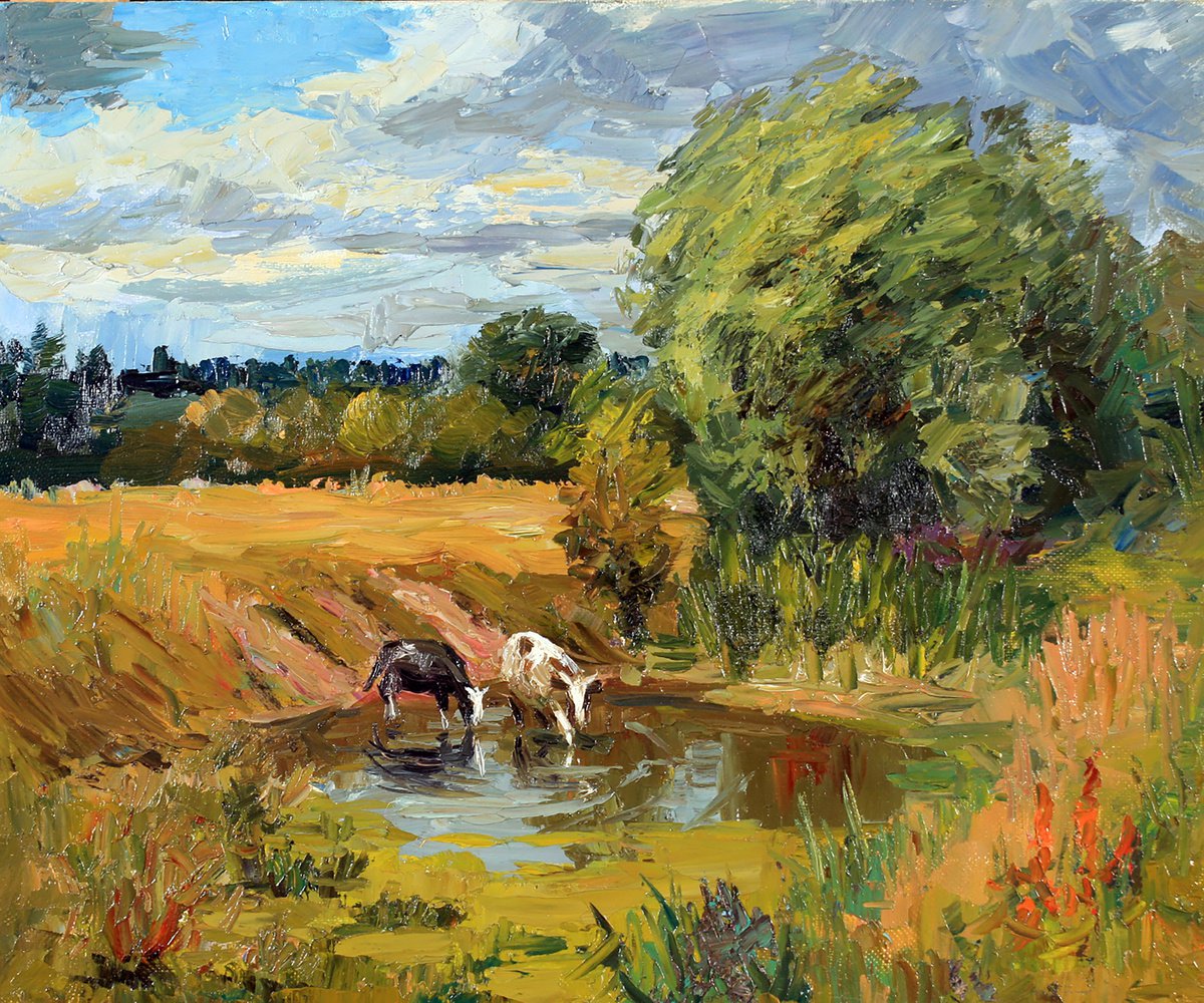 At The Waterpipe By Boris Serdyuk, 17 X 14, Artwork For Sale On Artfinder