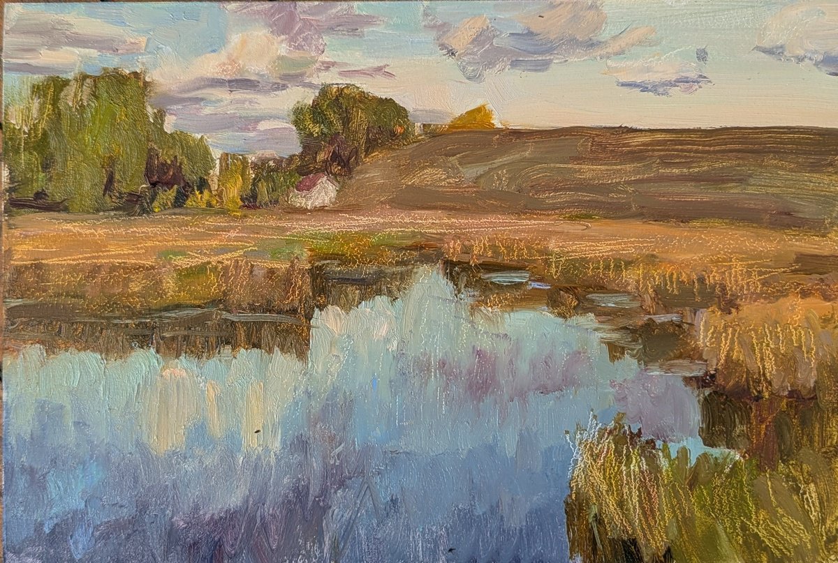 Autumn On The Lake By Olga Samar, 12 X 8, Artwork For Sale On Artfinder