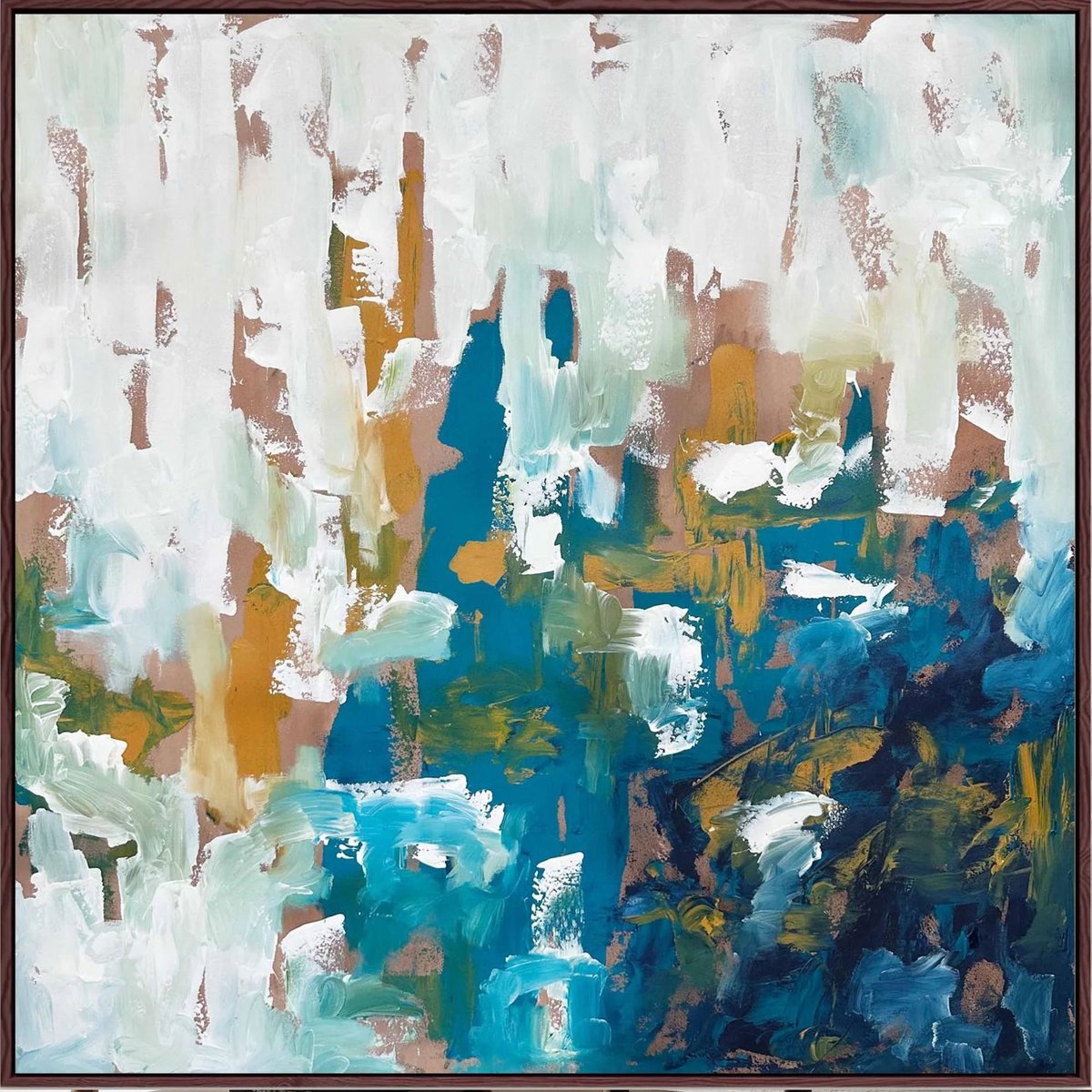 Organic Abstract Acrylic Painting By Omar Obaid, 48 X 48", The Edge Of My Tether, Original Artwork