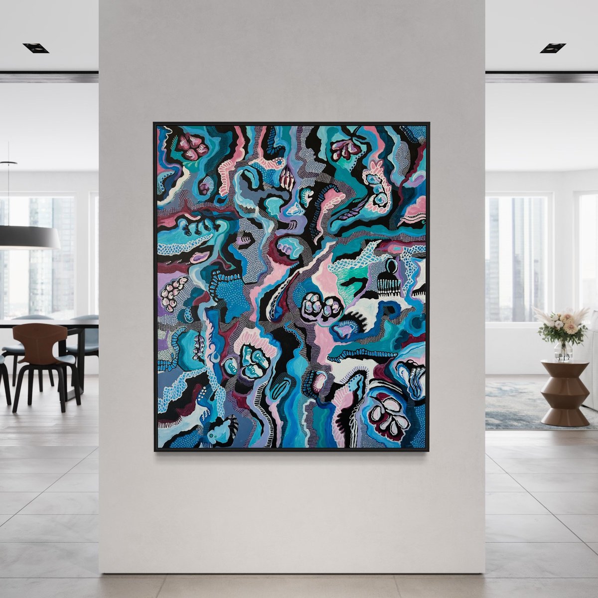 Abstract Acrylic Painting By Samantha Malone, 39 X 47", Tree Of Life, Original Artwork