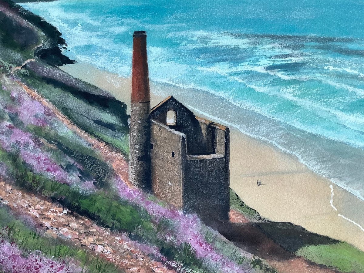 Impressionistic Landscape Watercolour By Darren Carey, 15 X 11, North Cornwall, Original Artwork