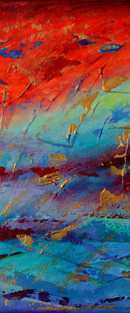 Red, Blue and Gold Abstract - Venus by Lisa Mann