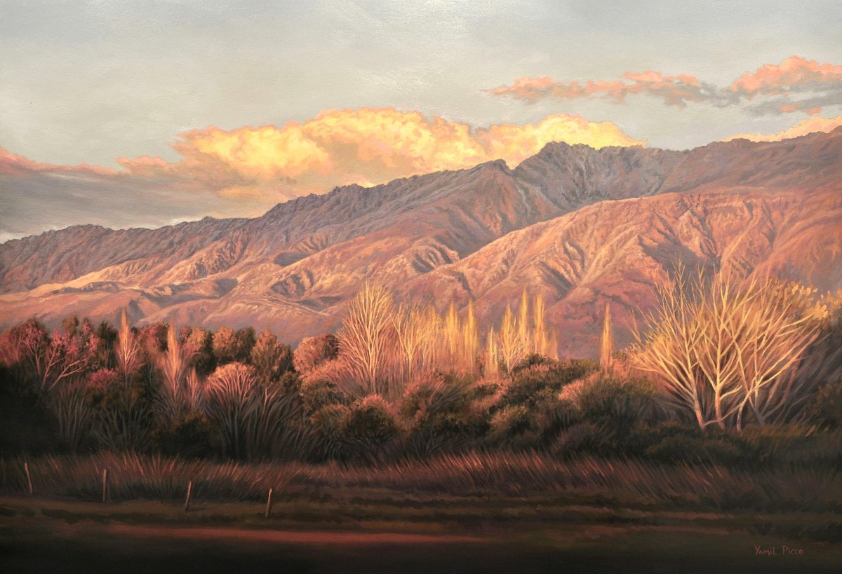 Photorealistic Landscape Oil Painting By Yamil Picco, 51 X 35", "Valle Magico", Original Artwork