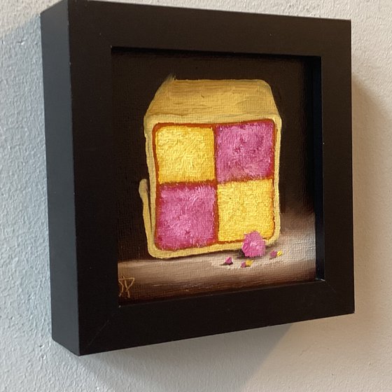 Little Battenberg cake slice