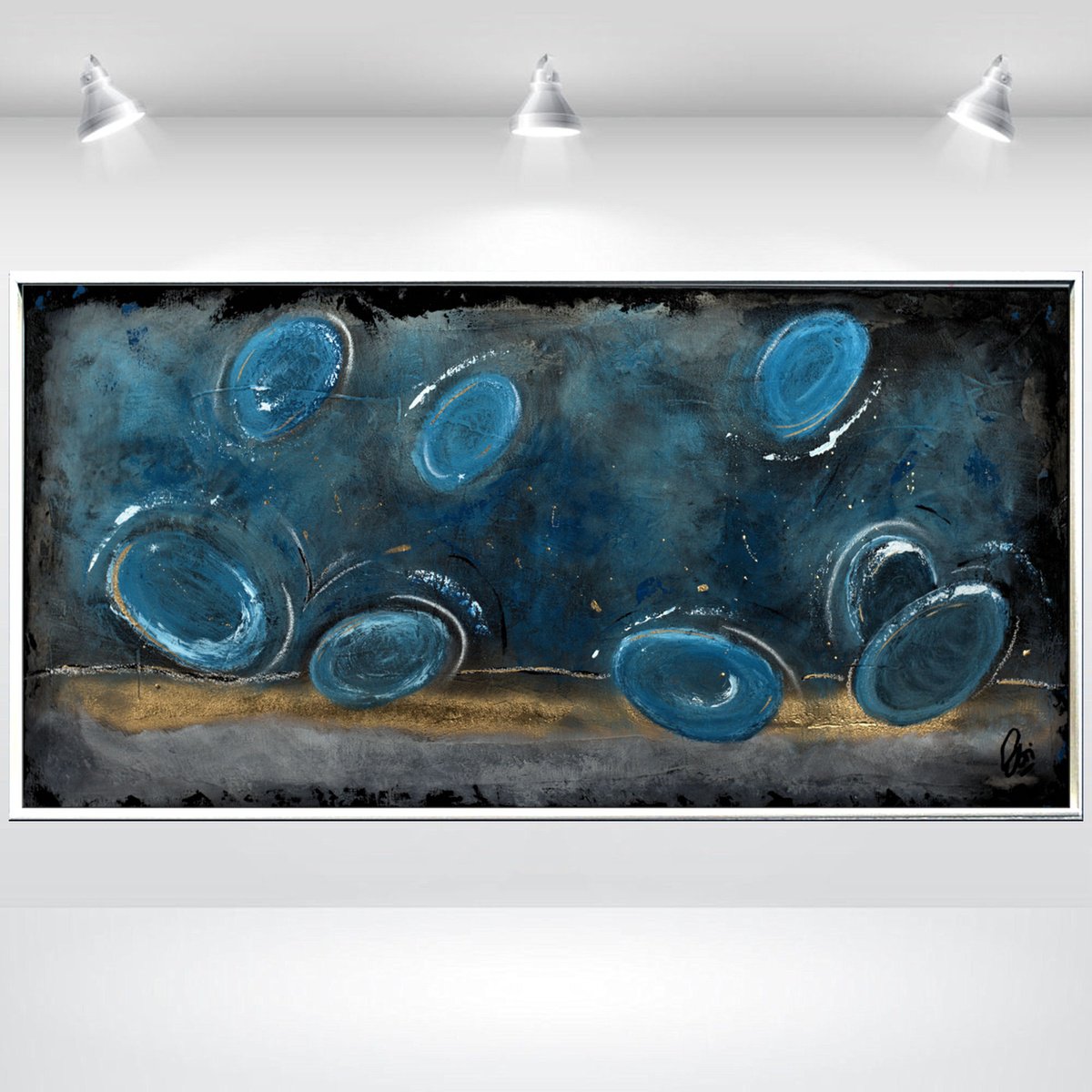  Balloons In Blue By Edelgard Schroer, 48 X 25, Artwork For Sale On Artfinder