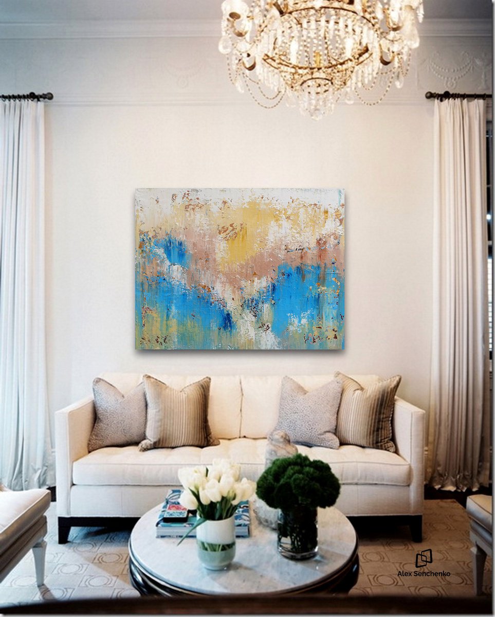 Abstract Acrylic Painting By Alex Senchenko, 47 X 39, Abstract 2108, Original Artwork