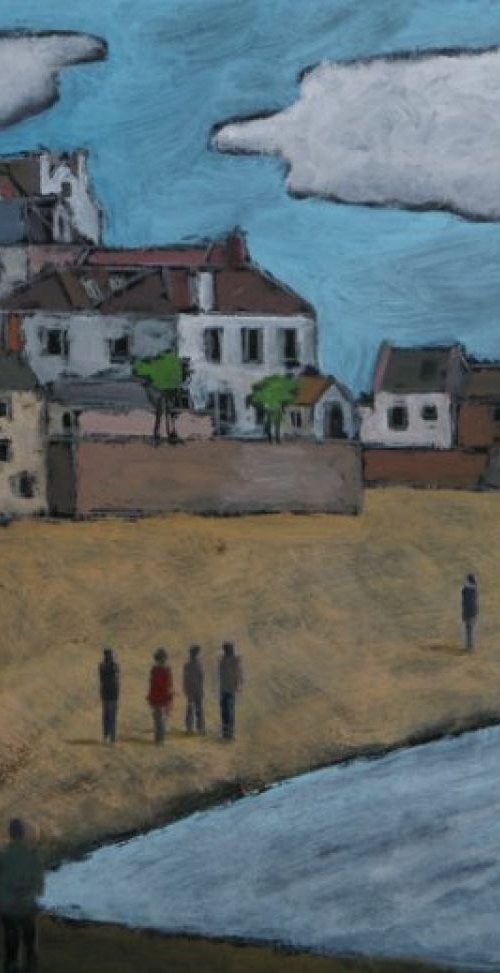 Winter walkers, St Ives harbour. by Tim Treagust