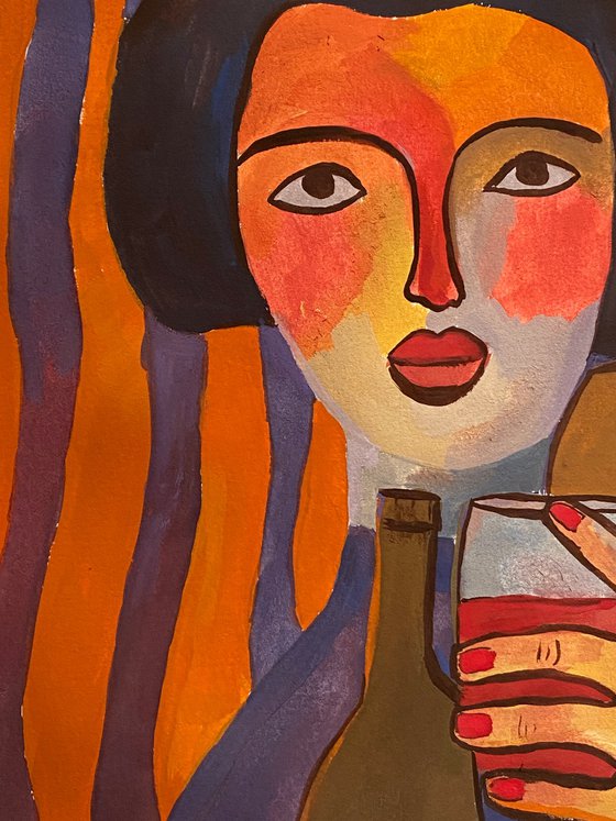 The girl with wine