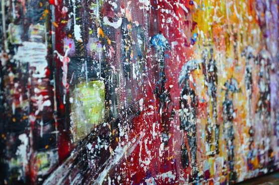 Rainy City - Ready to Hang, Palette knife Modern City Urban art