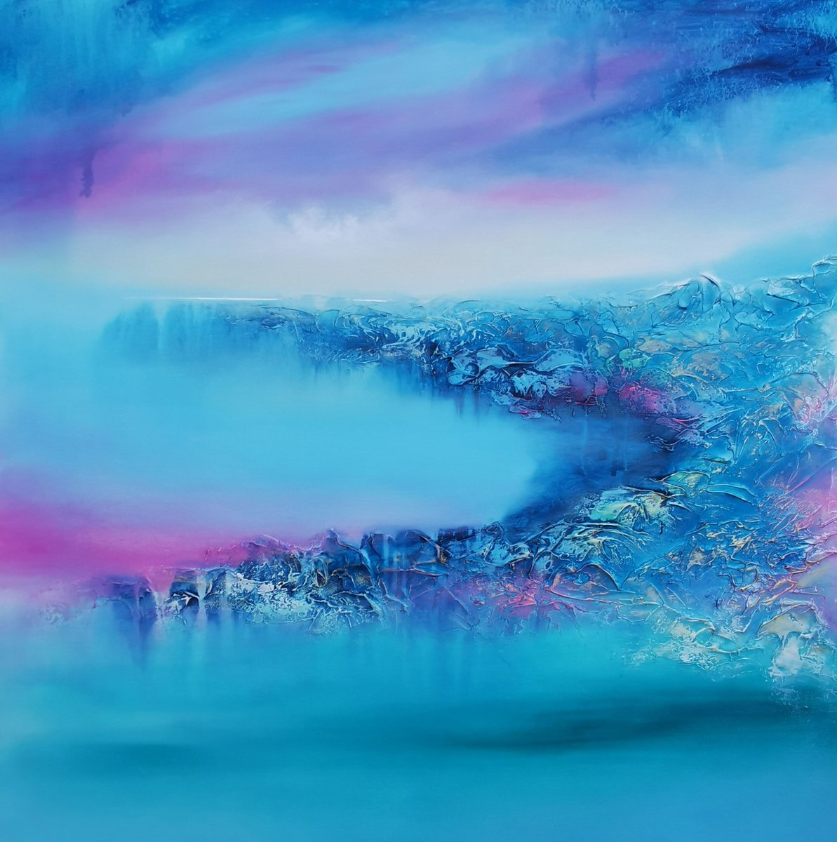 Abstract Acrylic Painting By Vera Hoi, 31 X 31", "Imagination", Original Artwork