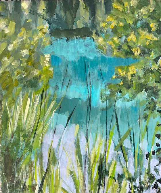 Blue Lake And Grasses