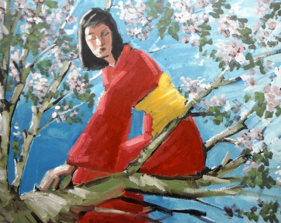 girl up a cherry tree
