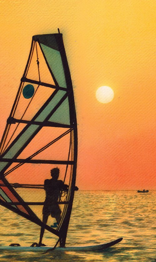 Windsurfing into the Sunset by REME Jr.