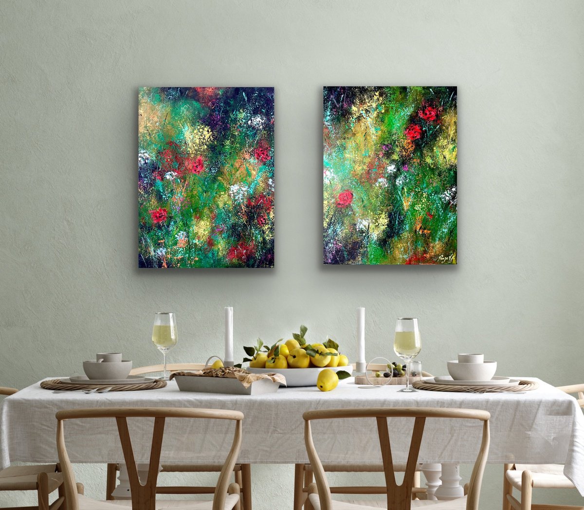 Greens Are So True - Diptych by Pooja Verma