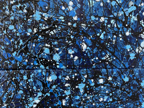 Blue to the Moon - Triptych  - Tribute a J.Pollock by Juan Jose Garay