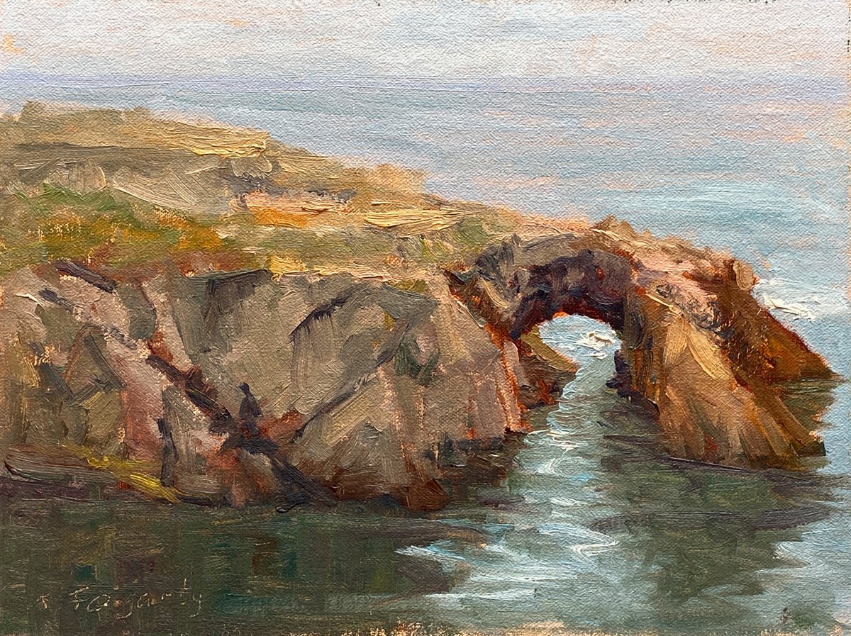 Impressionistic Landscape Oil Painting By Tatyana Fogarty, 12 X 9", Keyhole Rock Mendocino Coast, Original Artwork