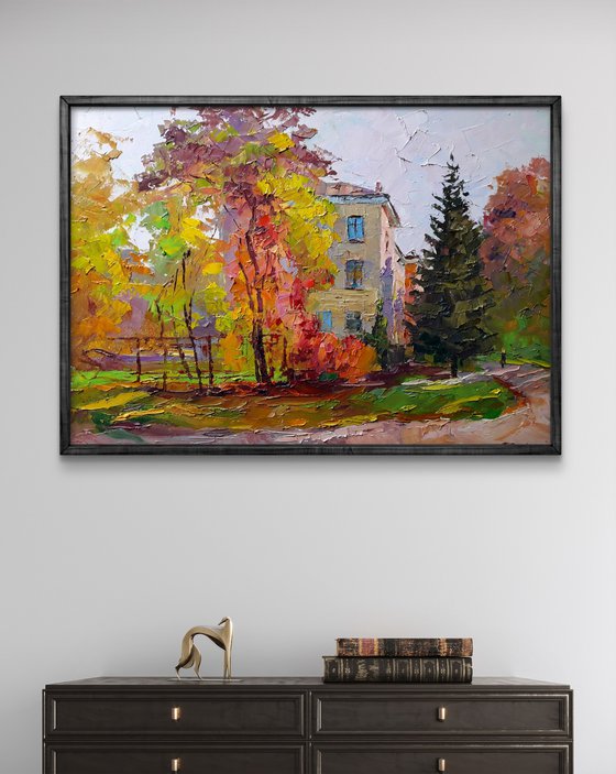 Cityscape with autumn