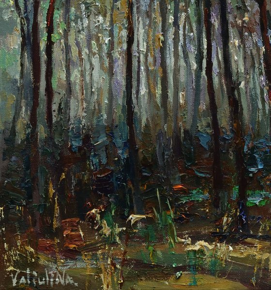 Morning Forest Landscape painting 80x75 cm