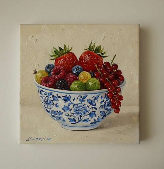 Summer Berries in Blue Bowl