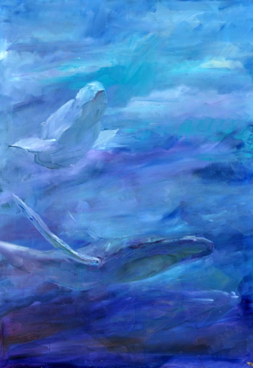 OCEAN OF POWERS.  large oil  70X100 by Beata van Wijngaarden