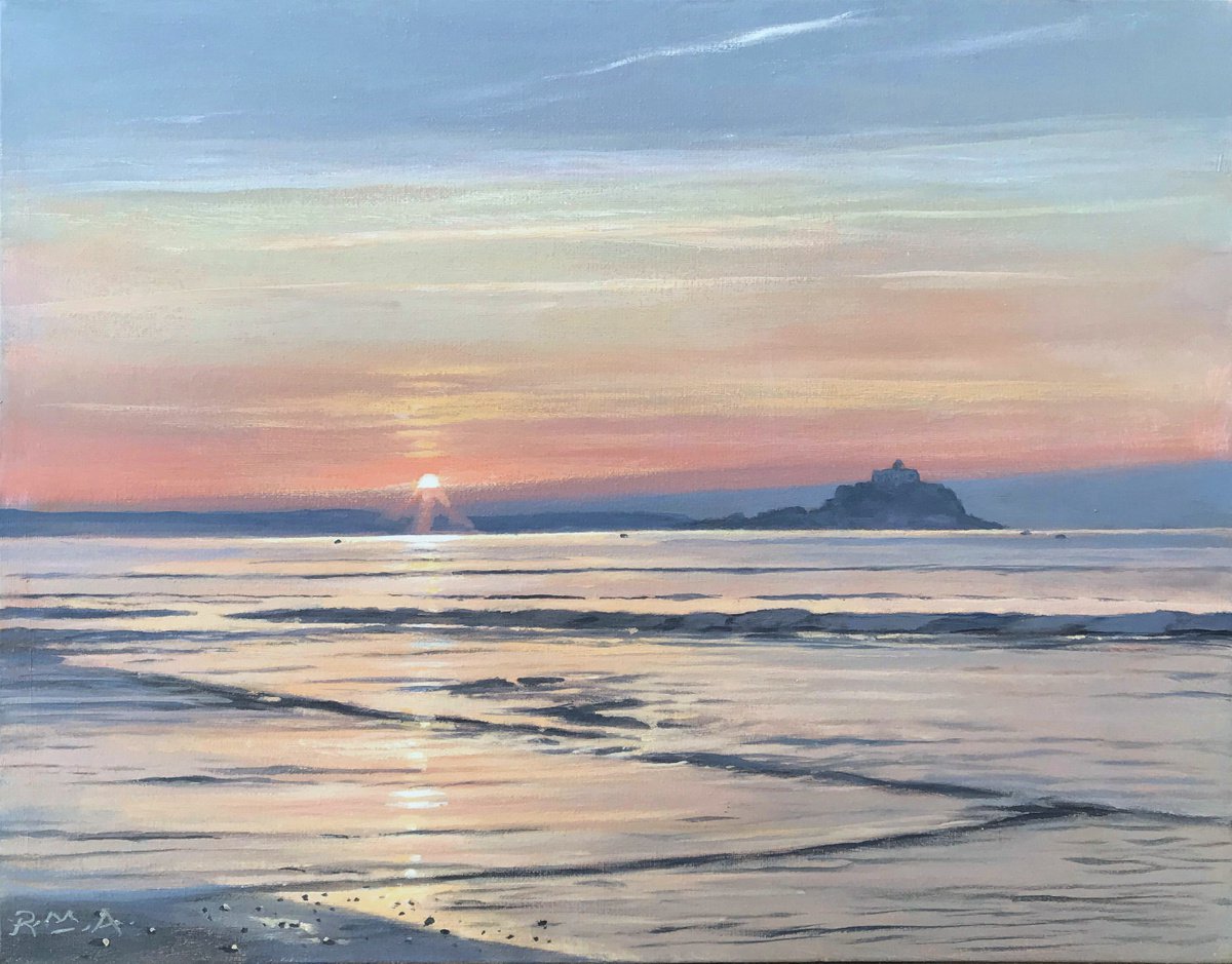 Seascape 22 - Sunrise, St. Michaels Mount Cornwall. by Russell Aisthorpe