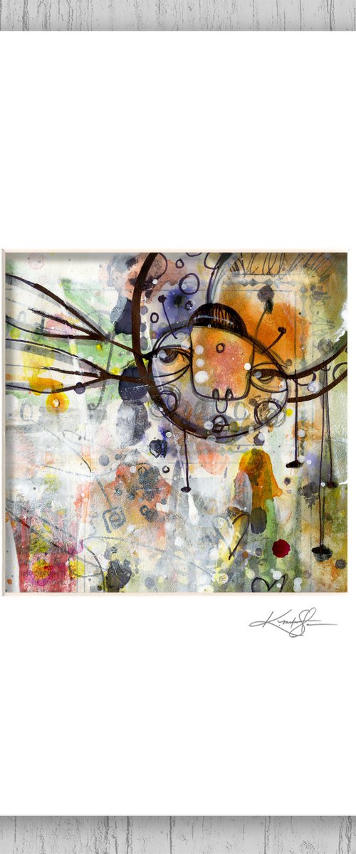 Funky Little Bug 4 -  Mixed Media Painting in mat by Kathy Morton Stanion by Kathy Morton Stanion