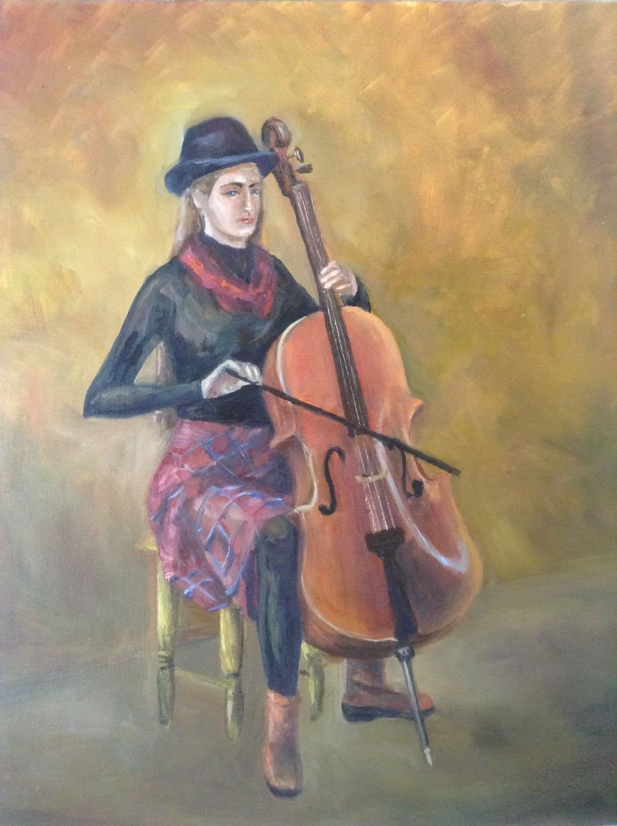 The girl and violoncello by Nata New