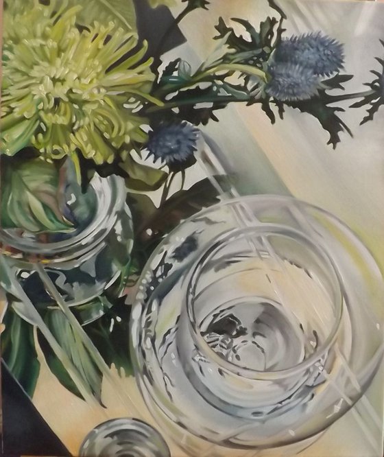 Glass Reflections with thistles 1