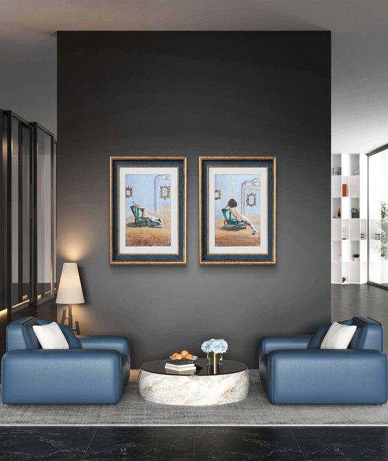 Cutie Naked Woman Soft Pastel