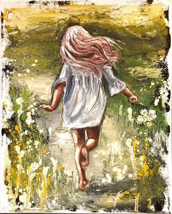 "Towards the summer" 30x24x2cm Original oil painting on canvas,ready to hang