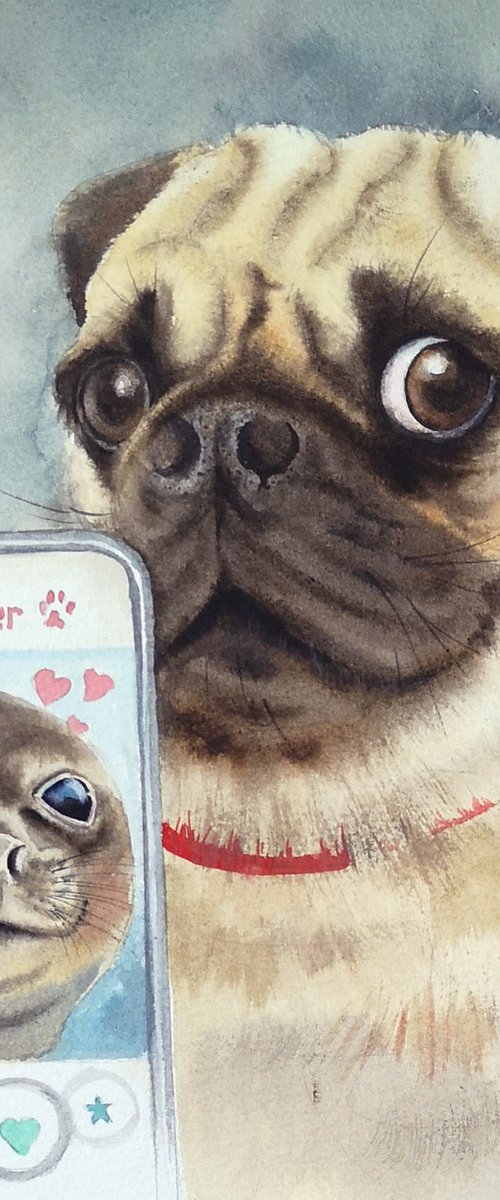 Love at First Bark by Olga Beliaeva Watercolour