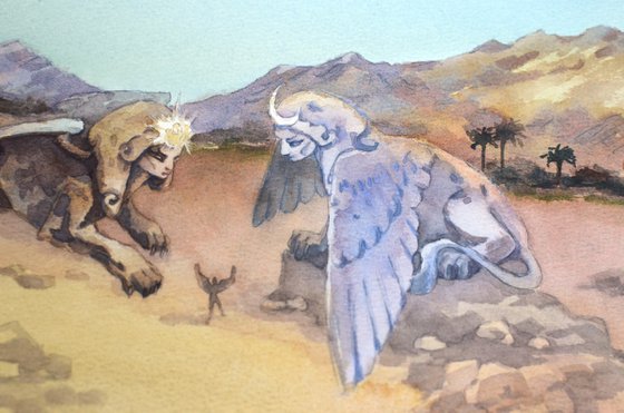 Fantasy sphinxes of day and night