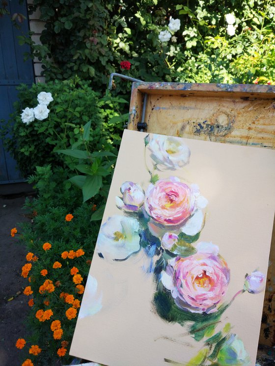 Enchanted by the rose. Original oil painting