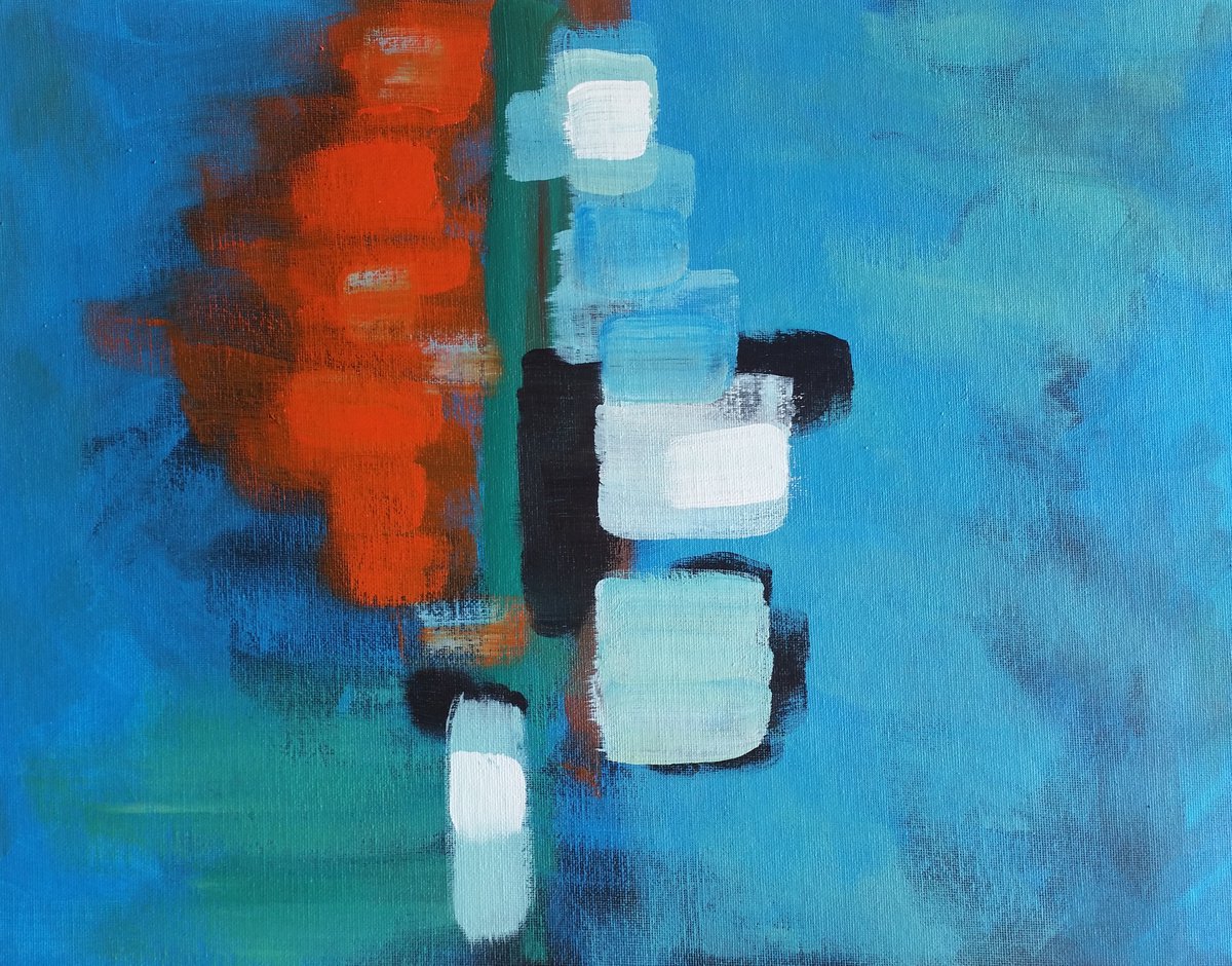 Geometric Abstract Oil Painting By Katrina Case, 18 X 14", What Is Art?, Original Artwork