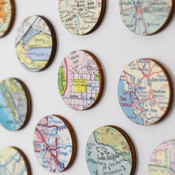California Map Dots Collage