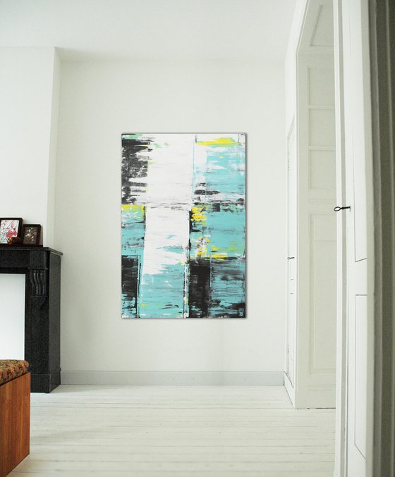 Static Black and Blue - Abstract Painting - Affordable Art - Ronald Hunter - 49O