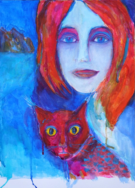 Woman with her Cat
