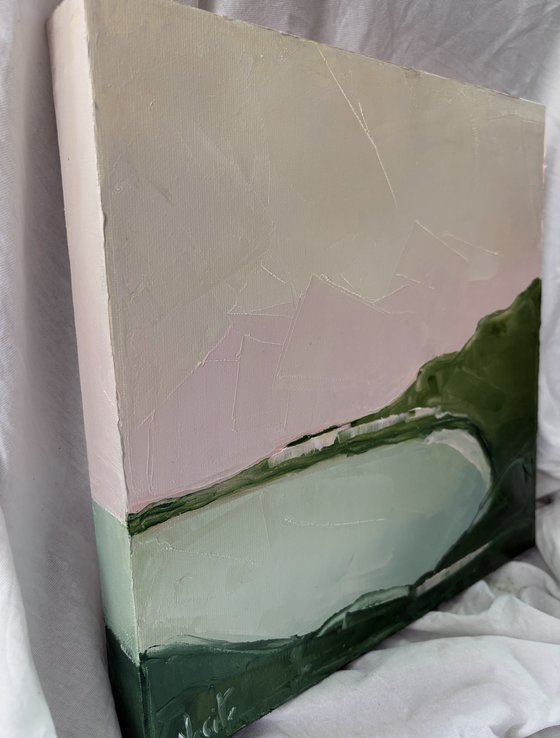 Minimal pastel coastal lagoon