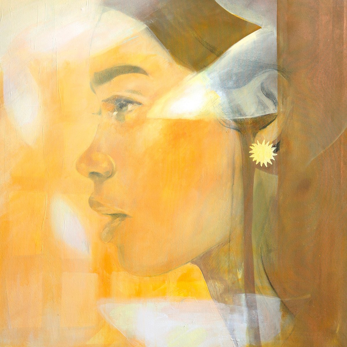 Impressionistic Portrait Painting By Hannah Adamaszek, 43 X 43, Summer Mist, Original Artwork